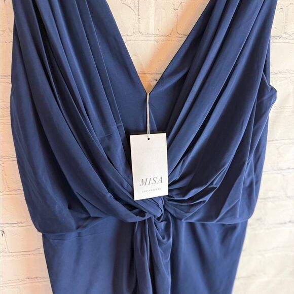 MISA Los Angeles Teget Draped Mini Cocktail Dress Navy - Picture 6 of 15